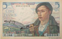 5 Francs BERGER FRANCE  1945 F.05.06