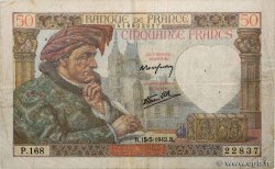 50 Francs JACQUES CŒUR FRANCE  1942 F.19.20