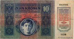 10 Haleru / 10 Korun CZECHOSLOVAKIA  1919 P.001a VG