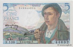 5 Francs BERGER FRANCE  1945 F.05.06