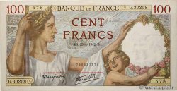 100 Francs SULLY FRANCE  1942 F.26.70