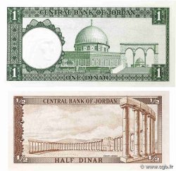 1/2 et 1 Dinar Lot JORDAN  1959 P.13c et P.14b UNC-