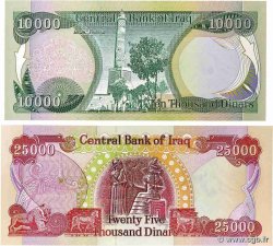 10000 et 25000 Dinars Lot IRAK  2003 P.095a et P.096a pr.NEUF