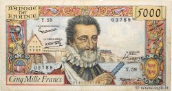 5000 Francs HENRI IV FRANCE  1958 F.49.07