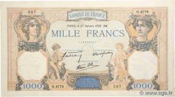 1000 Francs CÉRÈS ET MERCURE type modifié FRANCE  1938 F.38.31 VF