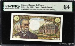 5 Francs PASTEUR FRANCE  1966 F.61.02 UNC-