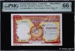 10 Piastres - 10 Riels Spécimen FRENCH INDOCHINA  1953 P.096as UNC