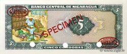 5 Cordobas Spécimen NICARAGUA  1972 P.122s UNC