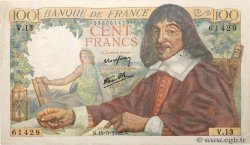 100 Francs DESCARTES FRANKREICH  1942 F.27.01 fVZ