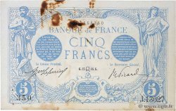 5 Francs BLEU FRANKREICH  1916 F.02.41