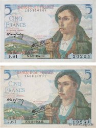 5 Francs BERGER Lot FRANKREICH  1943 F.05.03