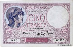 5 Francs FEMME CASQUÉE modifié FRANKREICH  1939 F.04.05