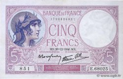 5 Francs FEMME CASQUÉE modifié FRANKREICH  1940 F.04.18