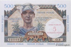 5NF sur 500 Francs TRÉSOR PUBLIC Spécimen FRANCE  1960 VF.37.00S UNC