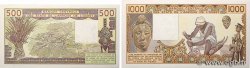 500 et 1000 Francs Lot WEST AFRICAN STATES  1987 P.405Dg et P.406Dh UNC-