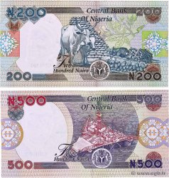 200 et 500 Naira Lot NIGERIA  2000 P.29a et P.30a UNC-
