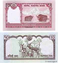 5 et 10 Rupees Lot NEPAL  2008 P.61a et P.69 UNC