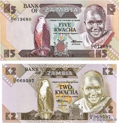 2 et 5 Kwacha Lot ZAMBIA  1980 P.24c