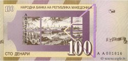 100 Denari Commémoratif MACÉDOINE DU NORD  2000 P.20 NEUF
