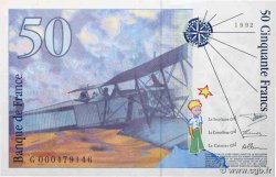 50 Francs SAINT-EXUPÉRY FRANCE  1992 F.72.01aG XF