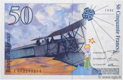 50 Francs SAINT-EXUPÉRY Sans mouton Fauté FRANCIA  1992 F.72f3.01 q.FDC