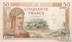 50 Francs CÉRÈS modifié FRANCIA  1937 F.18.03
