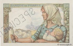 10 Francs MINEUR Spécimen FRANCE  1941 F.08.01Sp1 AU-