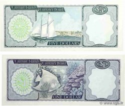 1 et 5 Dollars Lot ÎLES CAIMANS  1972 P.01a et P.02a NEUF