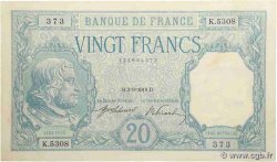 20 Francs BAYARD FRANCE  1918 F.11.03a AU-