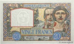 20 Francs TRAVAIL ET SCIENCE FRANCE  1940 F.12.11 XF+