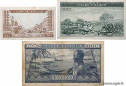 50 et 1000 Francs Lot GUINÉE  1958 P.09, P.12a et P.15a TB à TTB