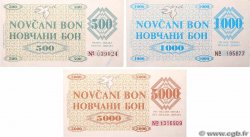 500, 1000 et 5000 Dinara Lot BOSNIA HERZEGOVINA  1992 P.007g, P.008h et P.009h
