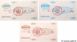 500, 1000 et 5000 Dinara Lot BOSNIA HERZEGOVINA  1992 P.007g, P.008h et P.009h XF+