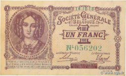 1 Franc BELGIUM  1918 P.086b