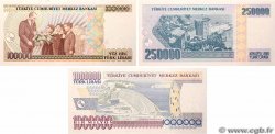 100000, 250000 et 1000000 Lirasi Lot TURKEY  1997 P.206 UNC-