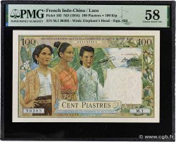 100 Piastres - 100 Kip FRENCH INDOCHINA  1954 P.103 AU
