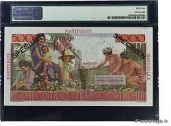 5000 Francs Schoelcher Spécimen MARTINIQUE  1946 P.34s UNC-