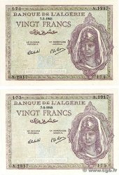 20 Francs Consécutifs ALGÉRIE  1945 P.092b