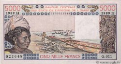 5000 Francs STATI AMERICANI AFRICANI  1989 P.608He