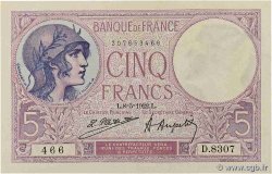 5 Francs FEMME CASQUÉE FRANCE  1922 F.03.06 XF+