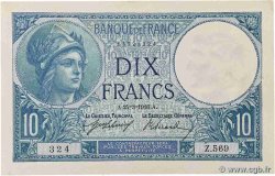10 Francs MINERVE FRANKREICH  1916 F.06.01