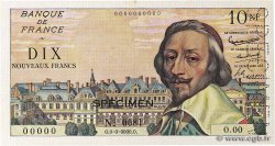 10 Nouveaux Francs RICHELIEU Spécimen FRANCE  1959 F.57.01Spn AU