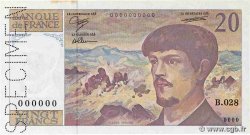 20 Francs DEBUSSY à fil de sécurité Spécimen FRANCE  1990 F.66bis.01Sp2 UNC-
