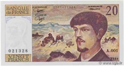 20 Francs DEBUSSY FRANCE  1980 F.66.01A1 UNC-