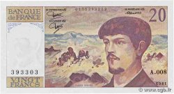 20 Francs DEBUSSY FRANCE  1981 F.66.02A8 UNC-