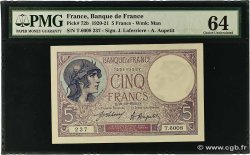 5 Francs FEMME CASQUÉE FRANCE  1920 F.03.04