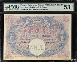 50 Francs BLEU ET ROSE Spécimen FRANCE  1920 F.14.33Sp2 XF+