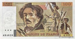 100 Francs DELACROIX modifié UNIFACE Fauté FRANCE  1987 F.69U.11 VF