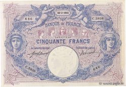 50 Francs BLEU ET ROSE FRANCE  1915 F.14.28 VF