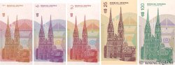 1,5,10,25 et 100 Dinar Lot CROATIE  1991 P.16, P.17, P.18, P.19a et P.20 NEUF
